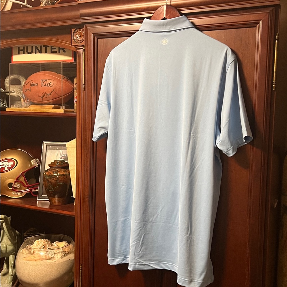 Brand New Peter Millar Summer Comfort Crown Sport Sky Blue Performance Golf Polo - Picture 8 of 12